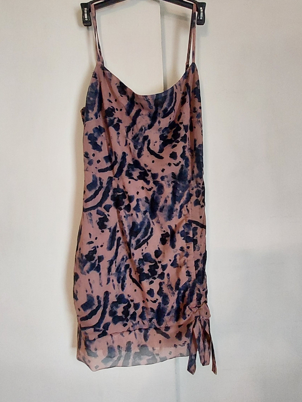 CBR Large Women’s Orange Printed Dress with Navy Abstract Pattern